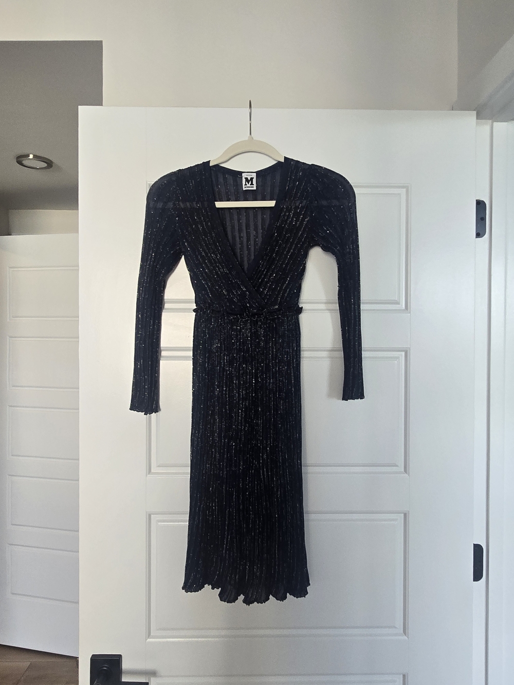 M by Missoni Black Metallic Wrap Midi Dress